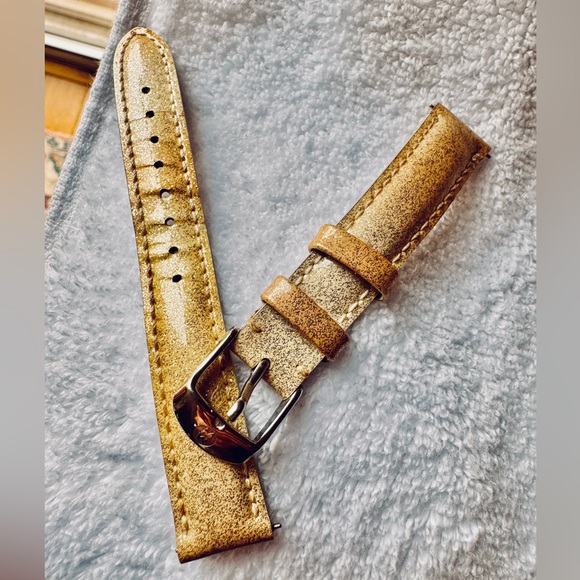 MICHELE genuine leather 16mm watch band made in the USA. Shimmer beige. - Picture 1 of 3